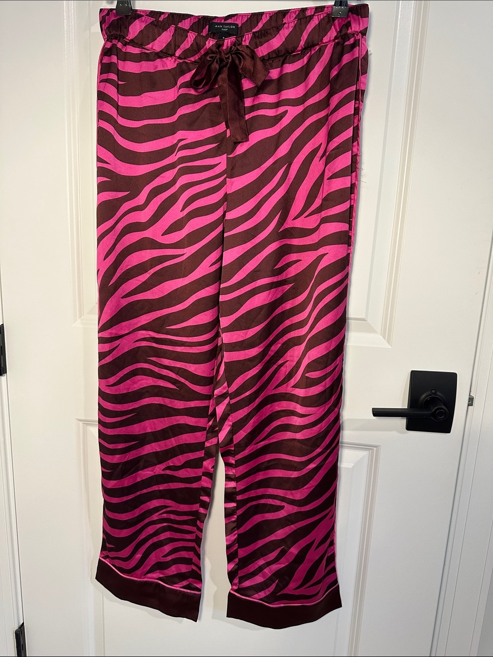 NWOT - Ann Klein Pink and Brown Zebra-Print Straight Leg Pants